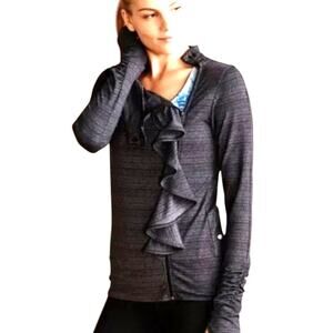 Anthropopologie Pure + Good Women's Activewear Jacket M Gray Ruffle Draped